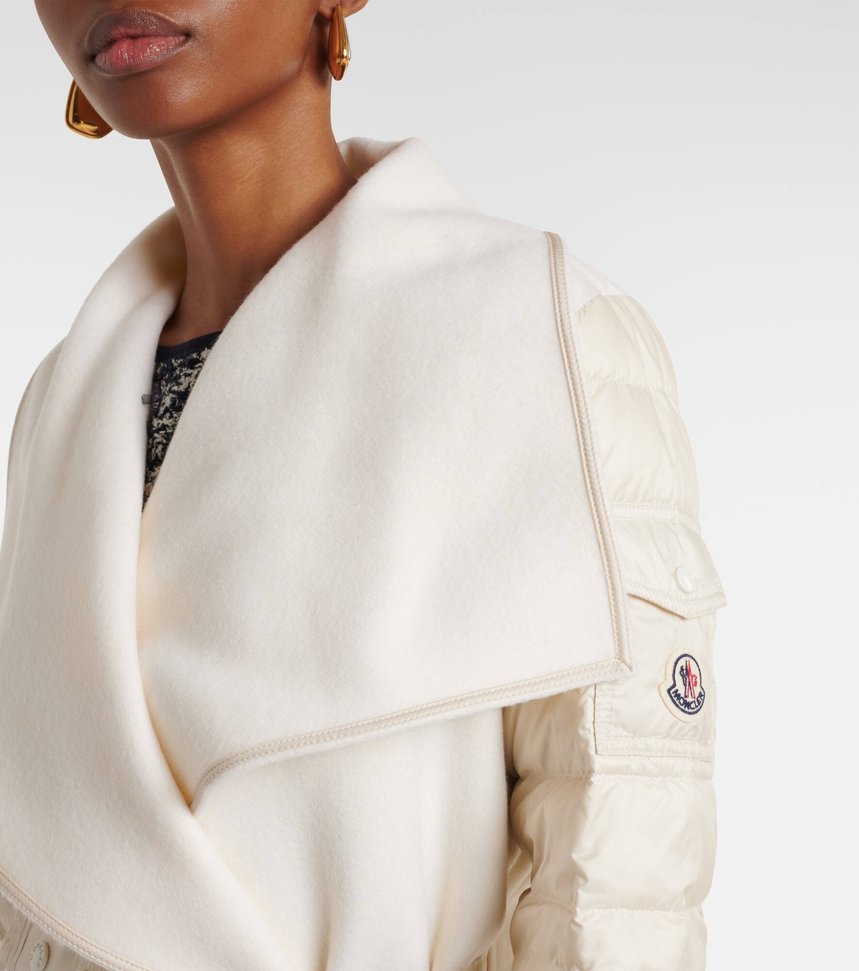 Padded wool-blend felt cape - 4