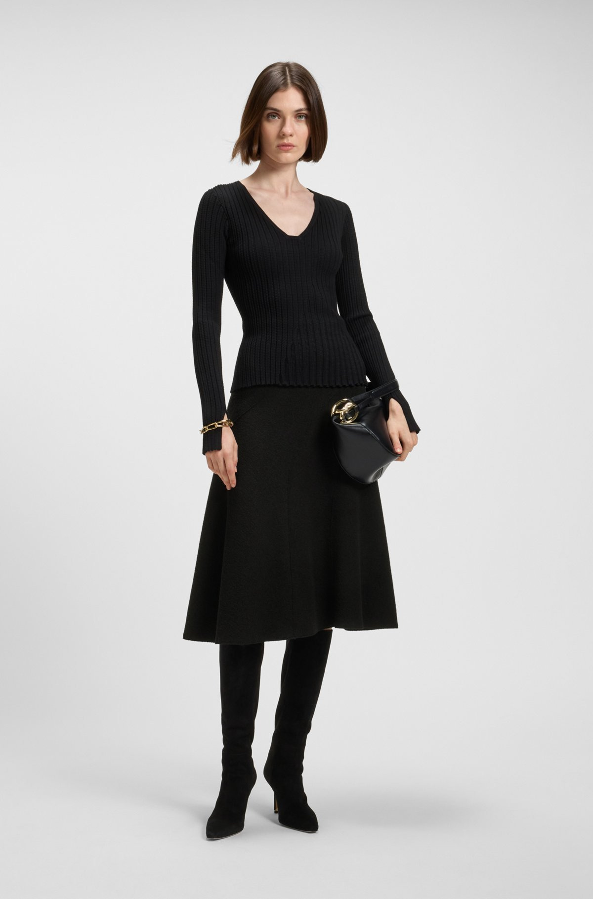 A-LINE SKIRT IN BOILED WOOL - 3