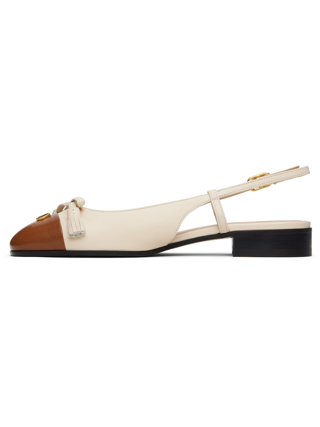 Off-White & Brown Valet Du Roi Slingback Ballerina Flats - 3