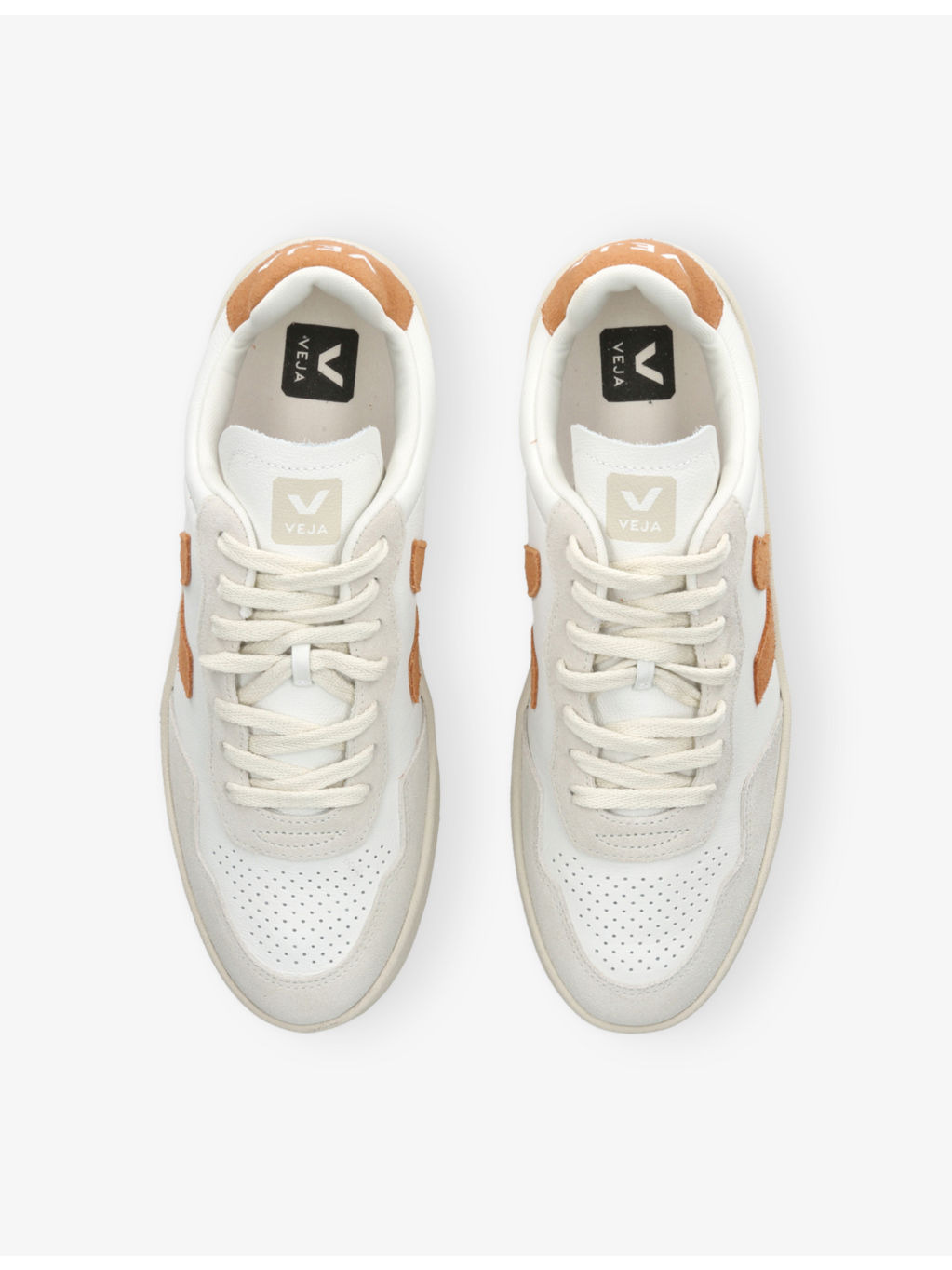 V-90 logo-embroidered leather low-top trainers - 2