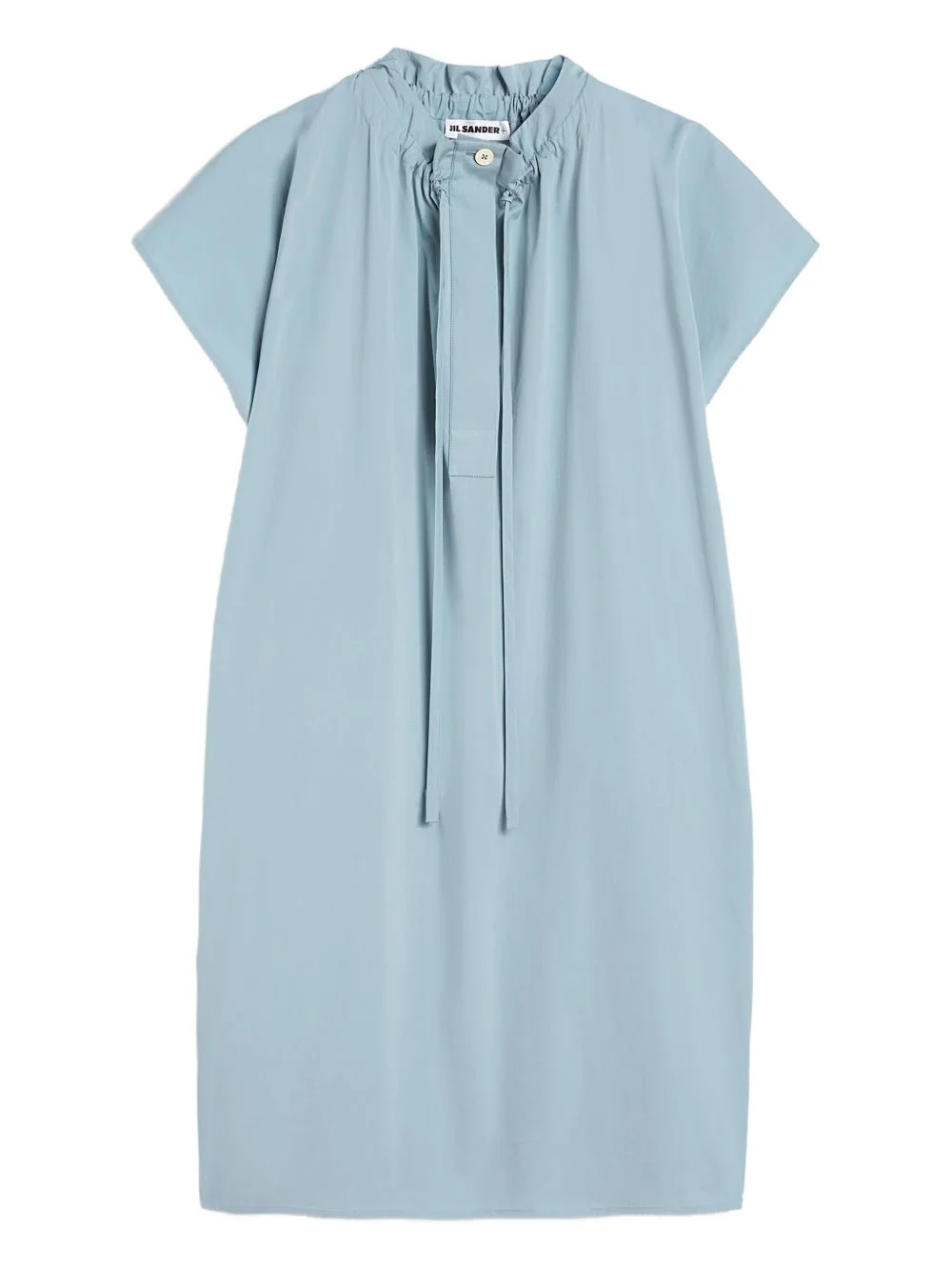 midi collar drawstring poplin dress - 1