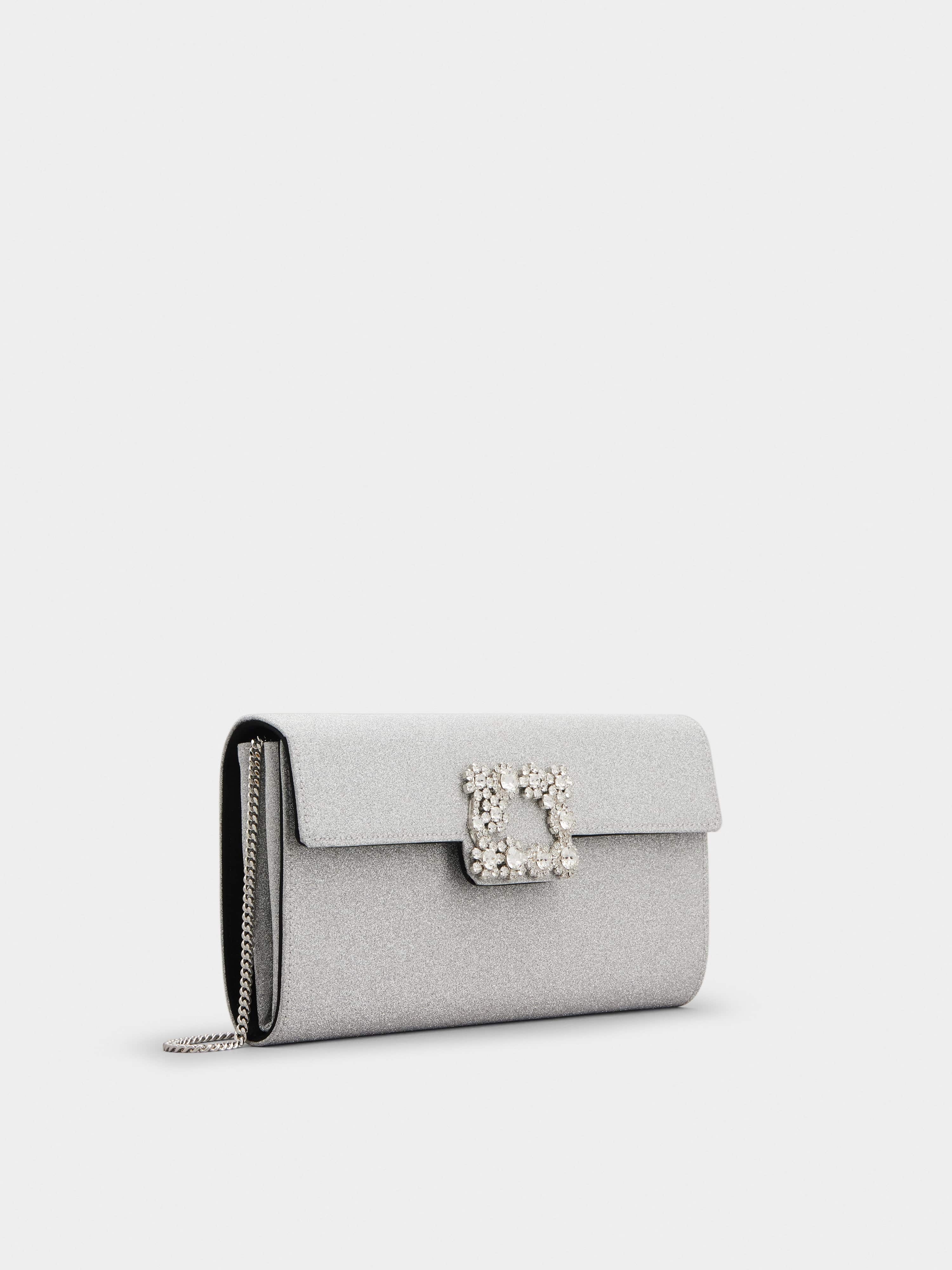 Flower Strass Buckle Clutch in Fabrics - 3