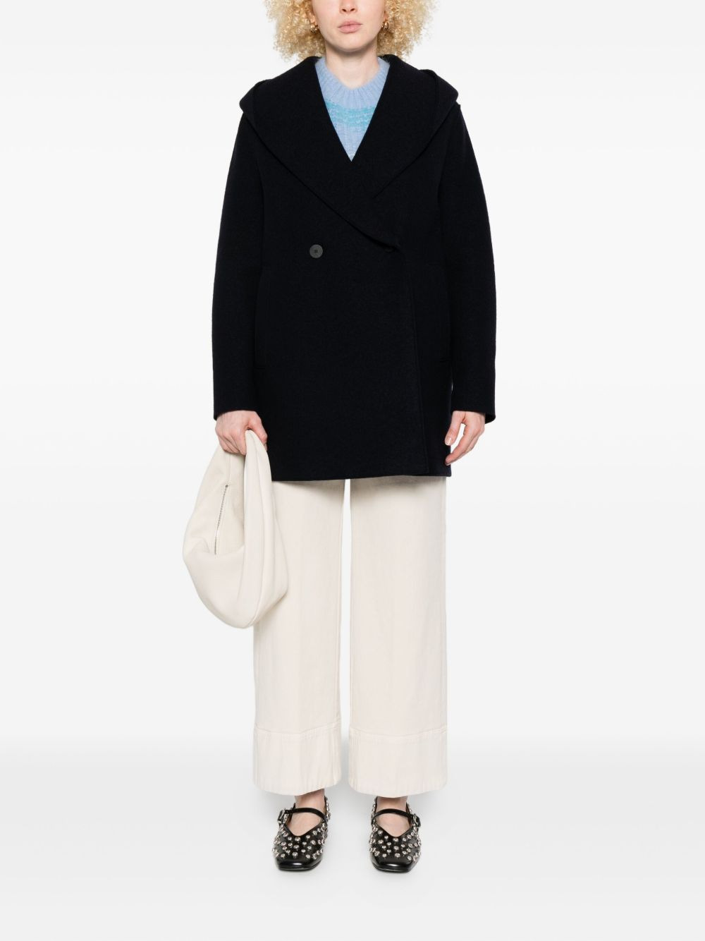 double-breasted wool coat - 2