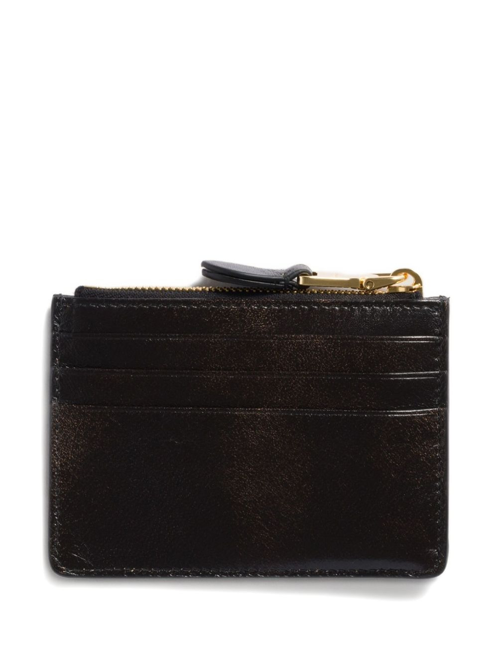 logo-embossed leather card holder - 2