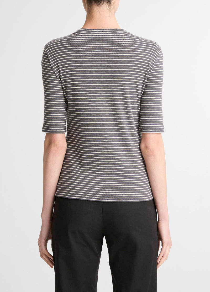 Vince Striped Cotton-Blend Elbow-Sleeve T-Shirt outlook