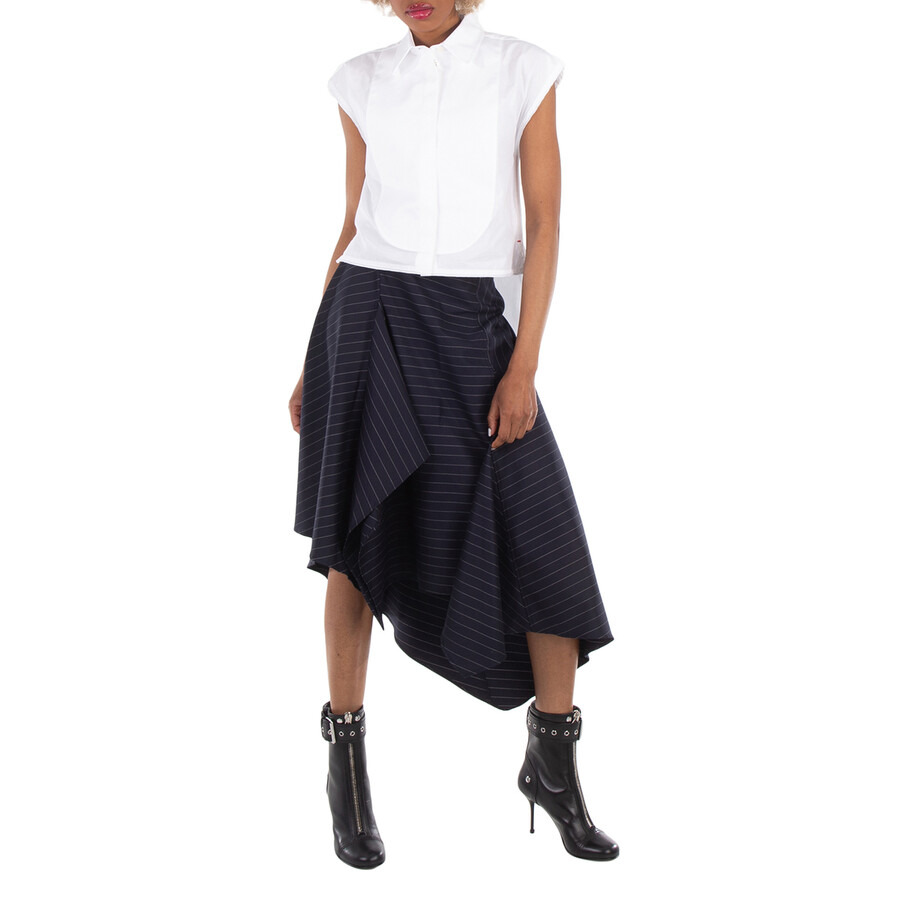 JW Anderson Pinstripe Panelled Midi Skirt - 4
