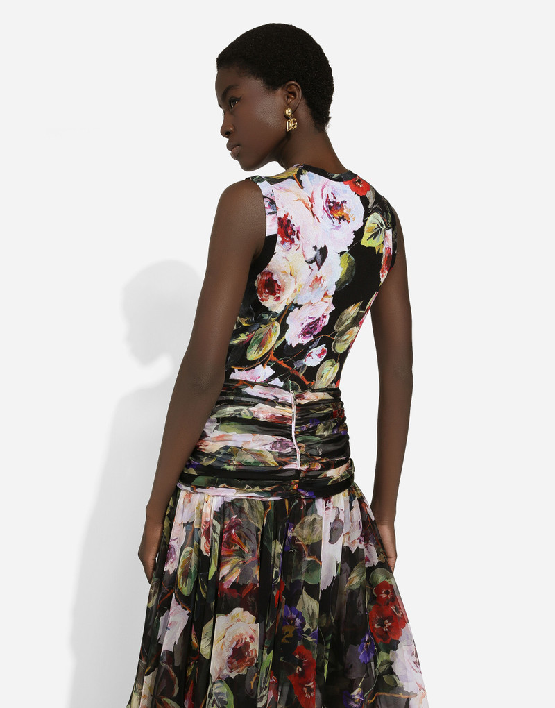 Silk tank top with rose garden print 5