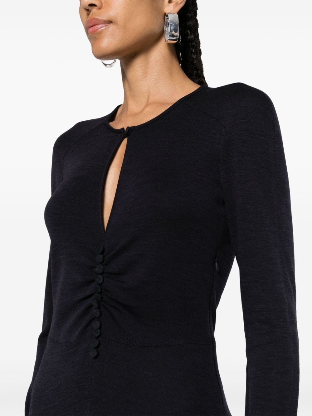 keyhole-neck midi dress - 5