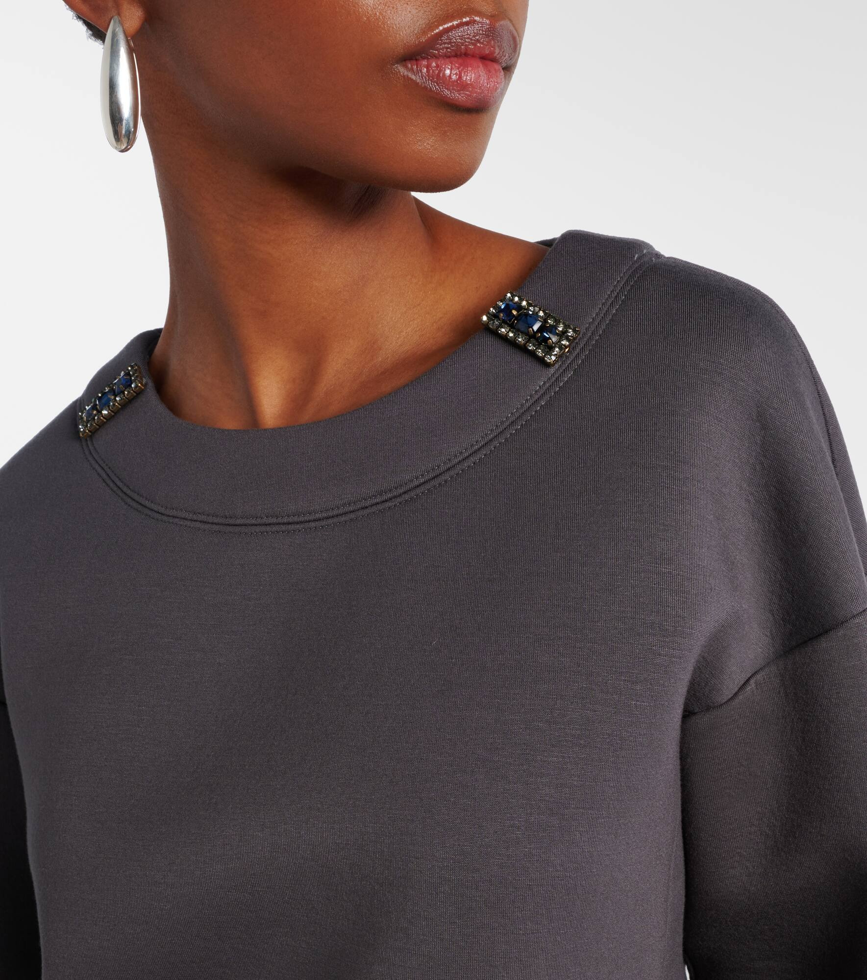 Embellished jersey sweatshirt - 4