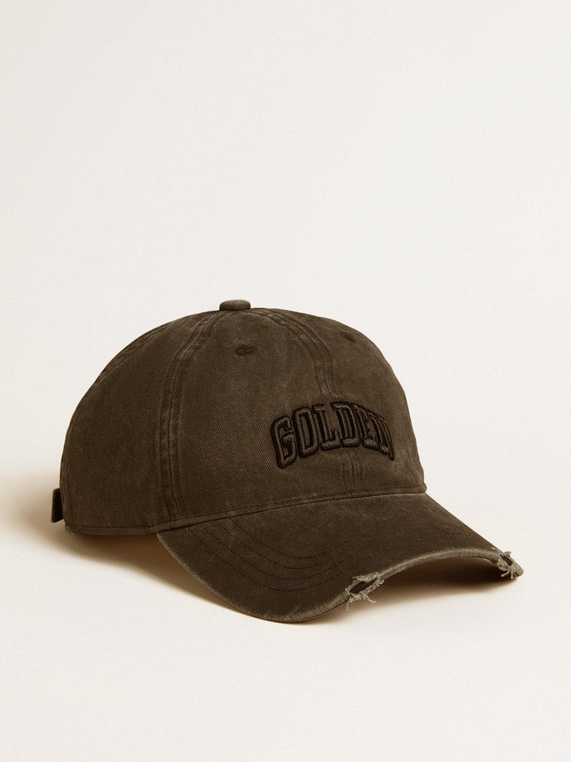 Golden Goose Gray distressed baseball cap with embroidery outlook