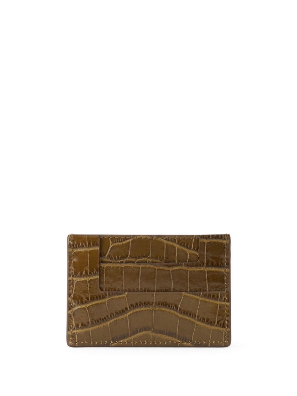 logo-plaque crocodile-effect cardholder - 2