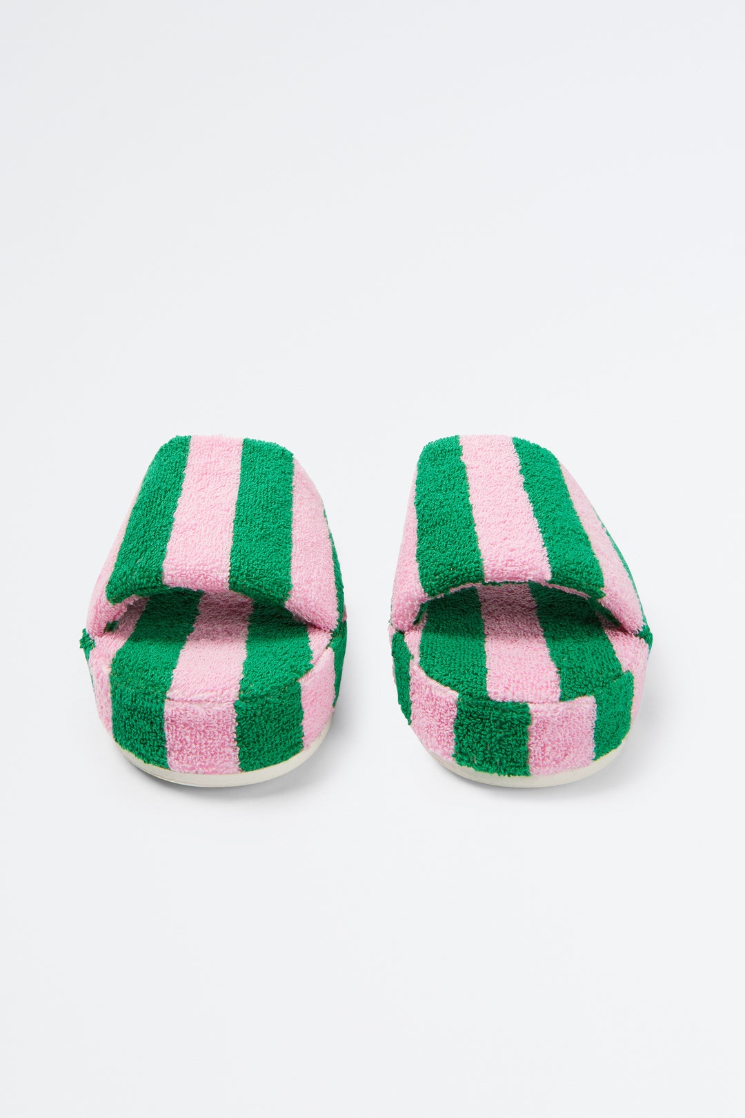 PINK & GREEN STRIPED COTTON SLIDERS - 2