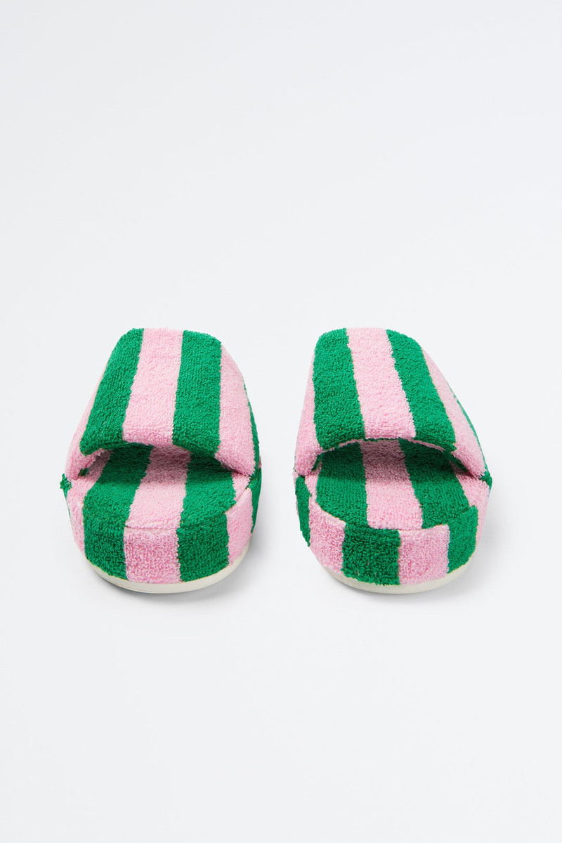 SUNNEI PINK & GREEN STRIPED COTTON SLIDERS outlook