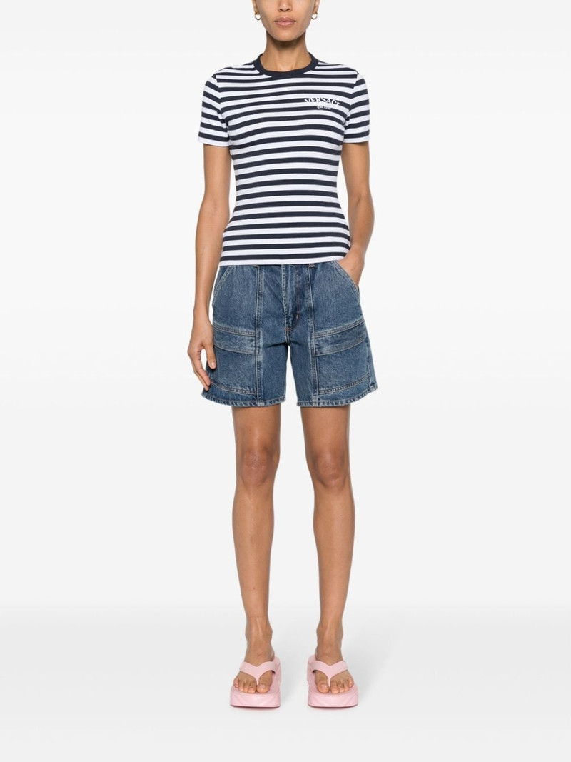 VERSACE logo-embroidered striped T-shirt outlook