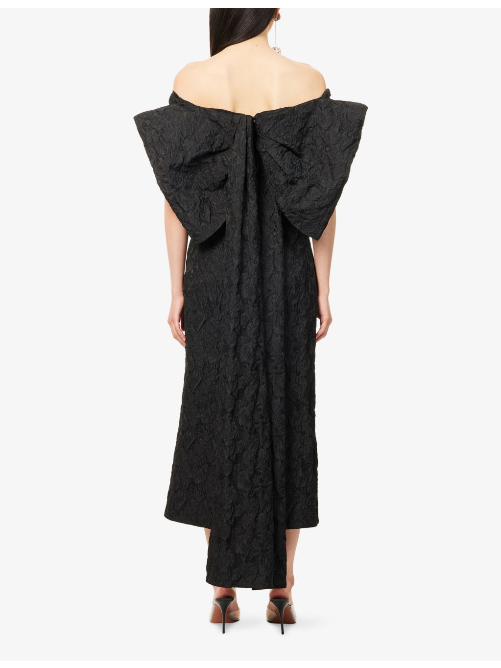 Off-Shoulder Embellished Woven Midi Dress - 4