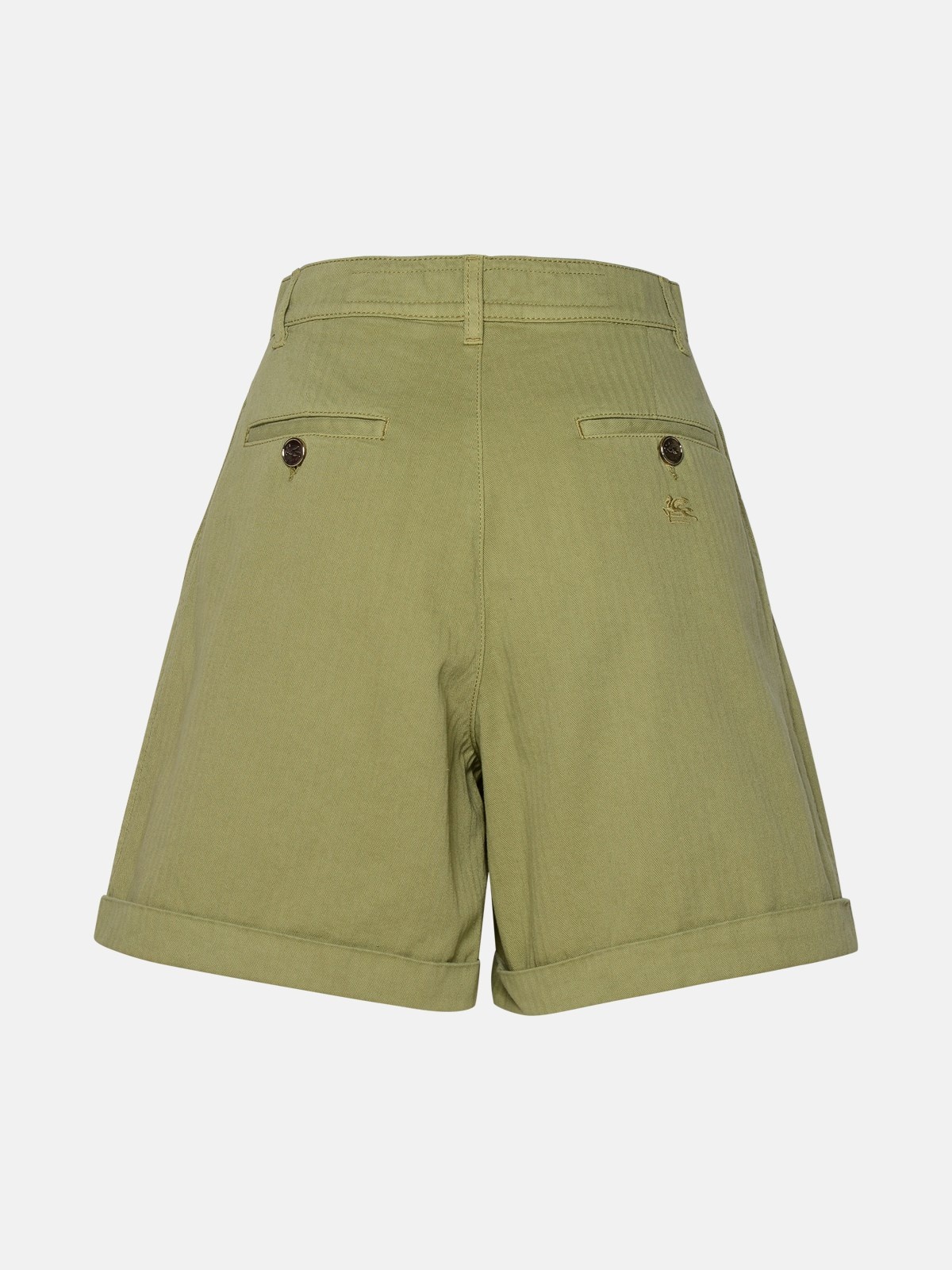 GREEN COTTON SHORTS - 3
