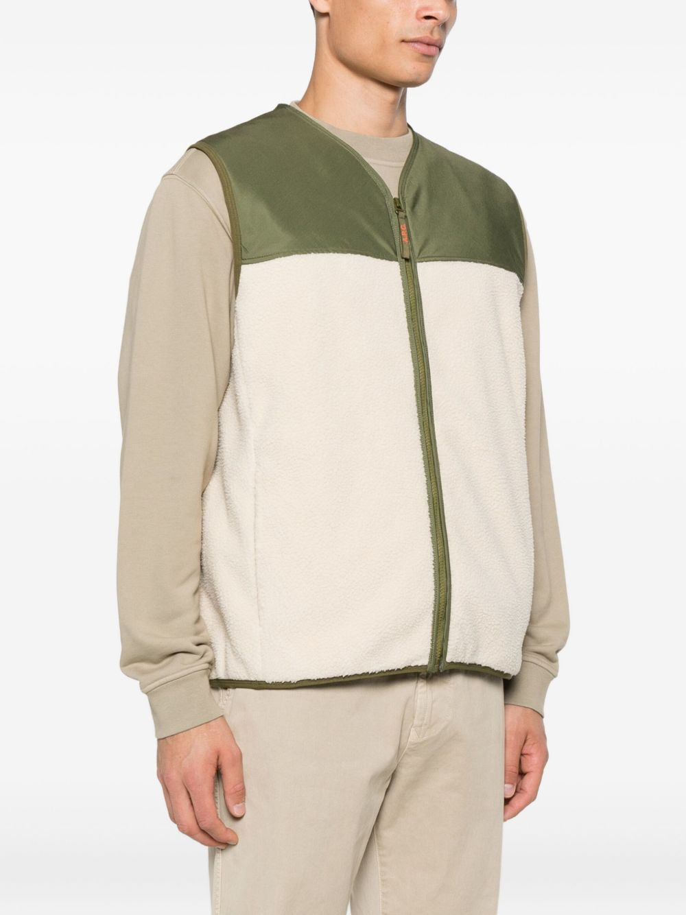 fleece-paneled zip-up vest - 3