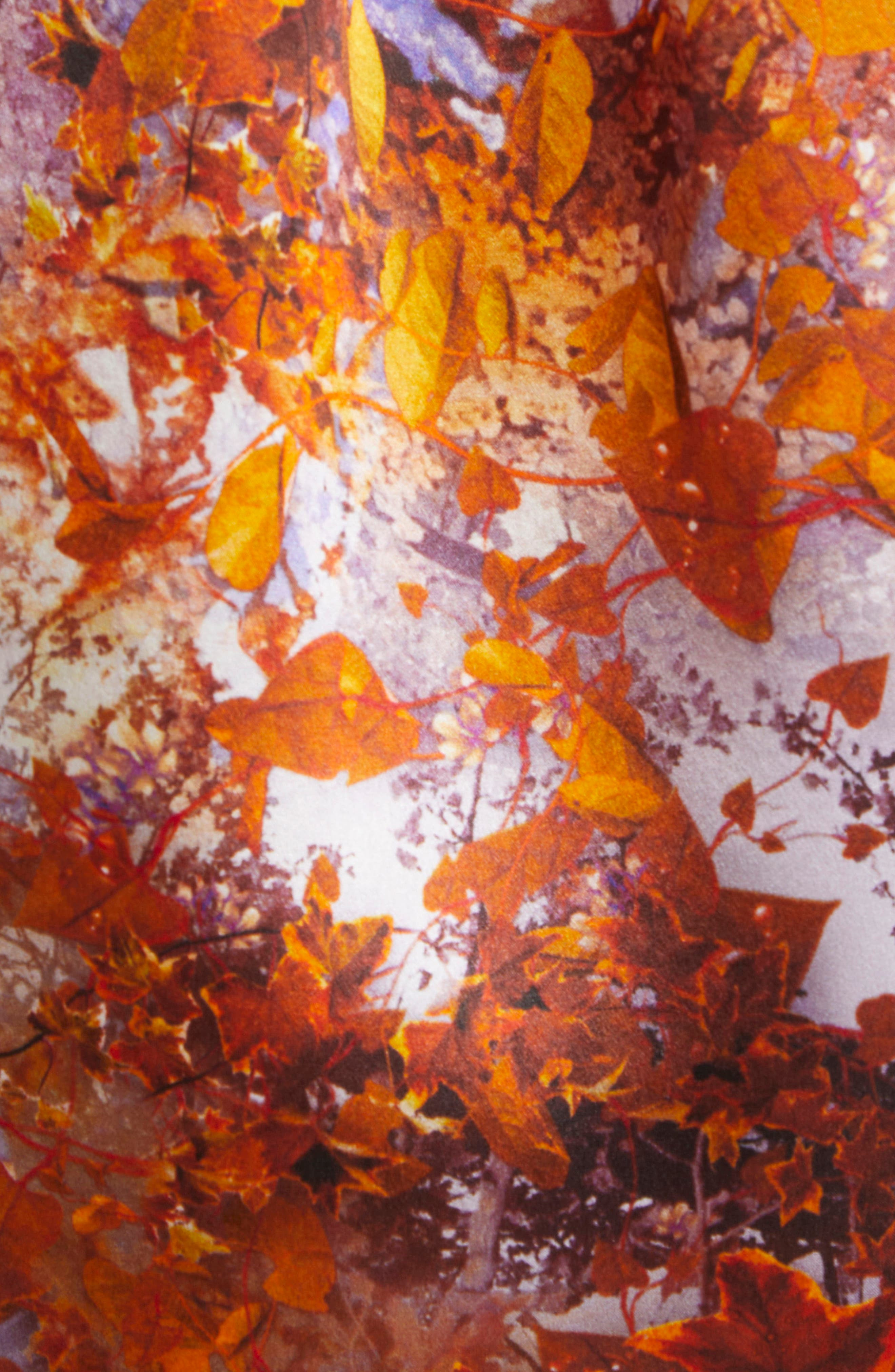 L'AGENCE Tyler Leaf Print Silk Button-Up Shirt in Mauve Multi Autumn Leaves at Nordstrom - 7