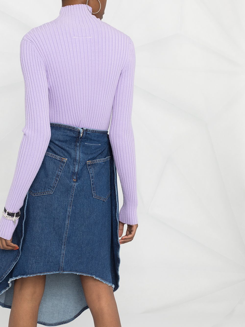 curved-front denim skirt - 5