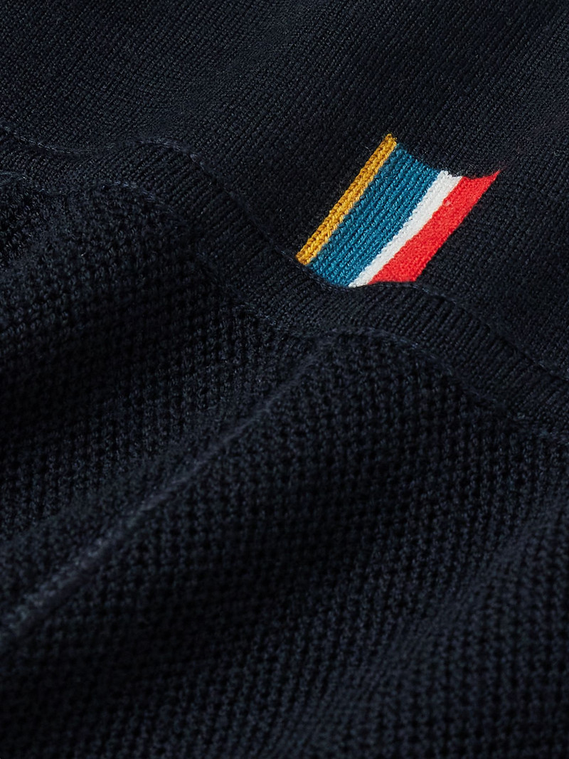 Rainer Merino Wool-Piqué Cardigan Navy 4