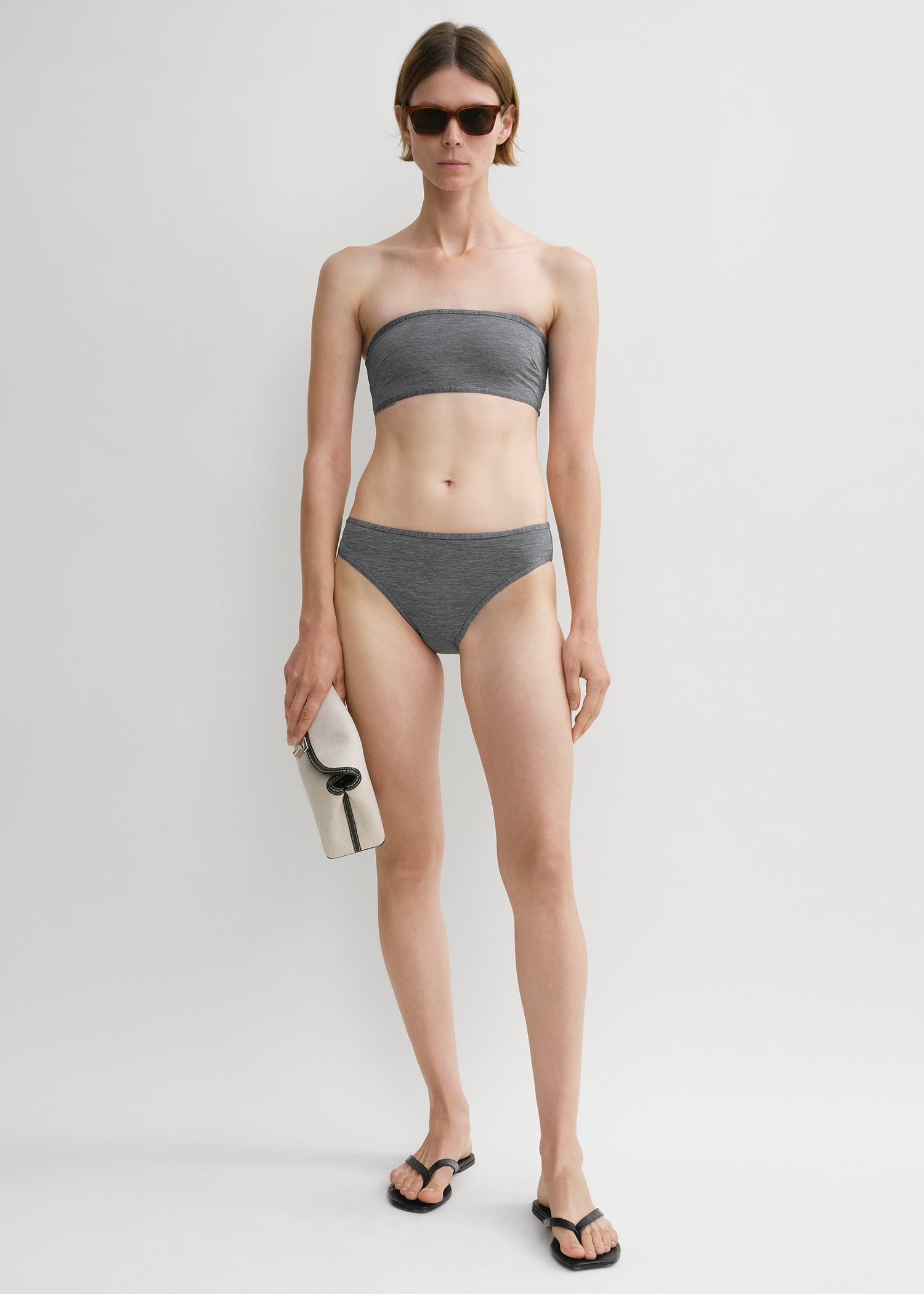 Binding-edge bikini bottoms grey melange - 2
