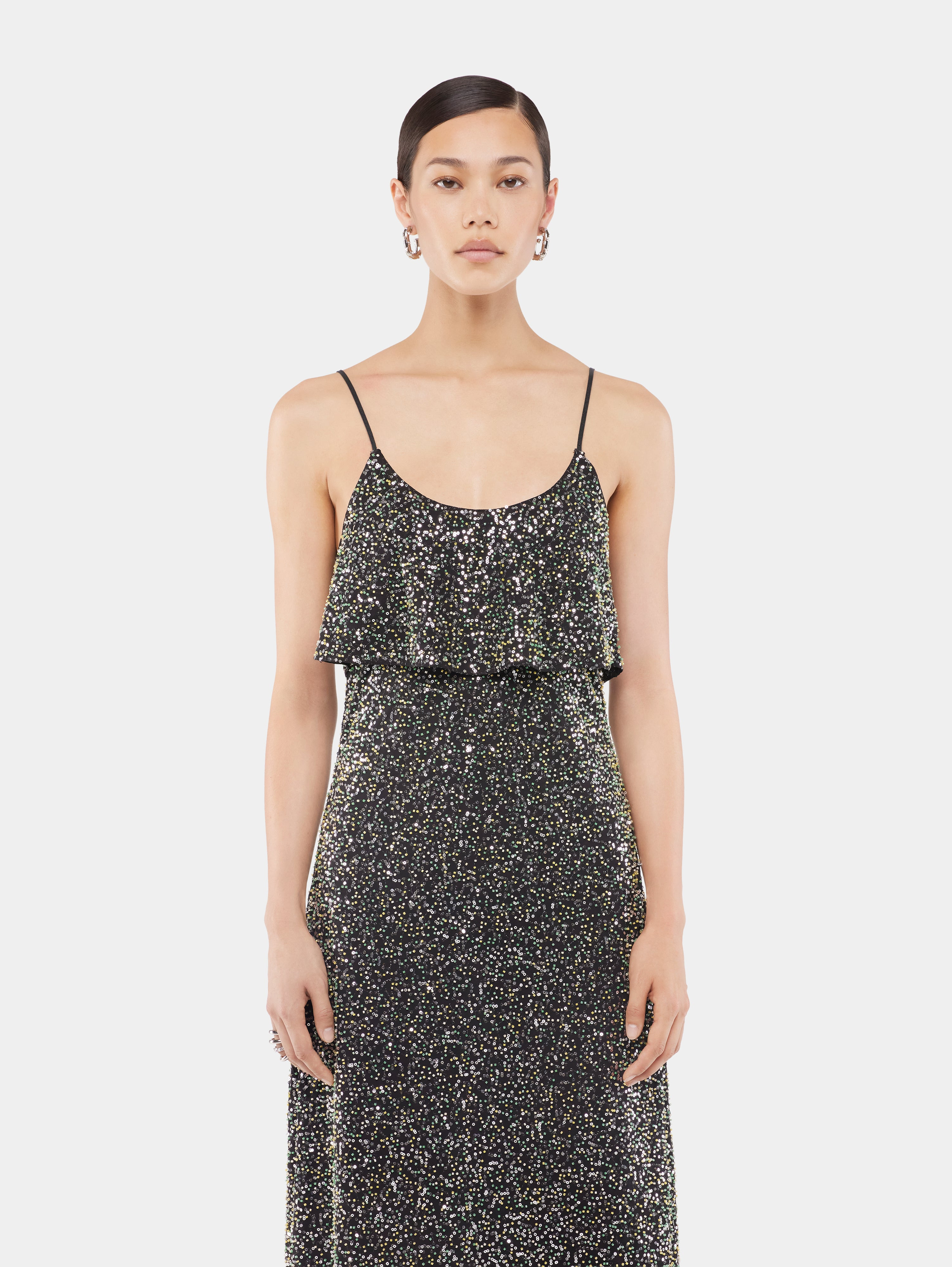 MIDI DRESS IN CREPE WITH SEQUIN EMBROIDERY DETAILS - 4