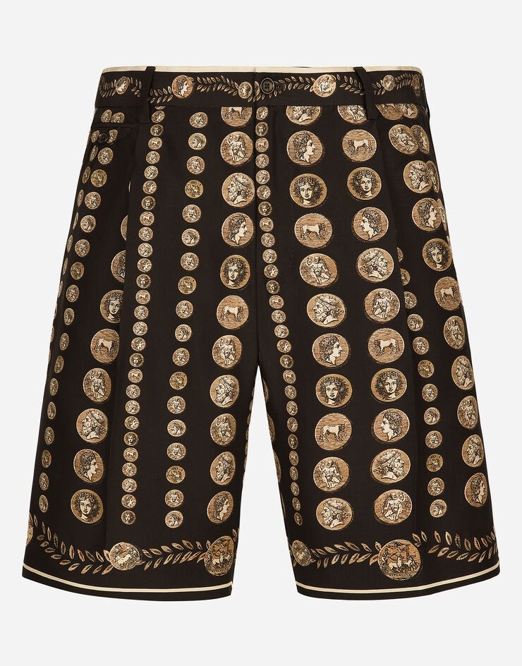Coin print silk Bermuda shorts - 1