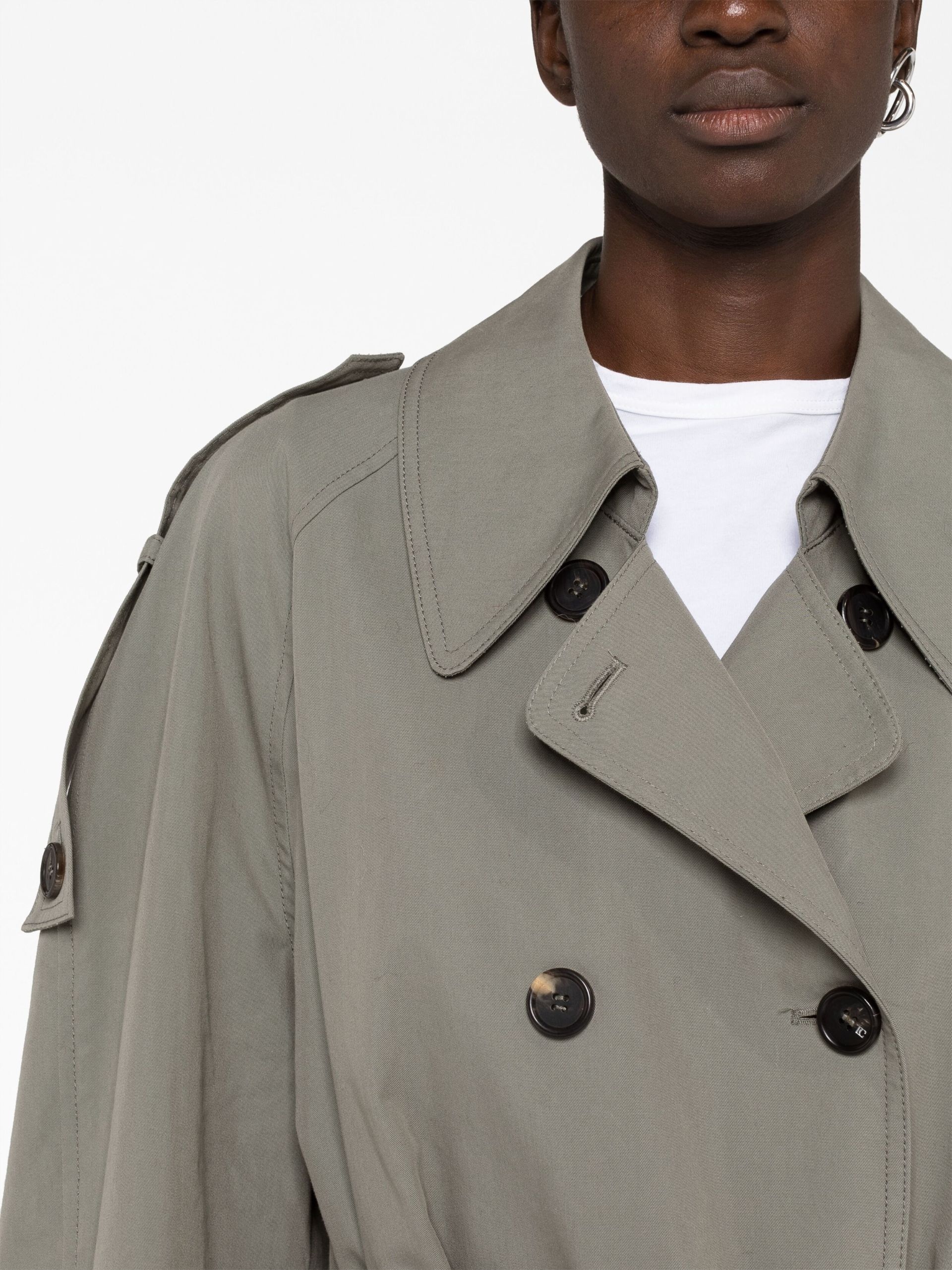 Grey Double Breasted Trench Coat - 3