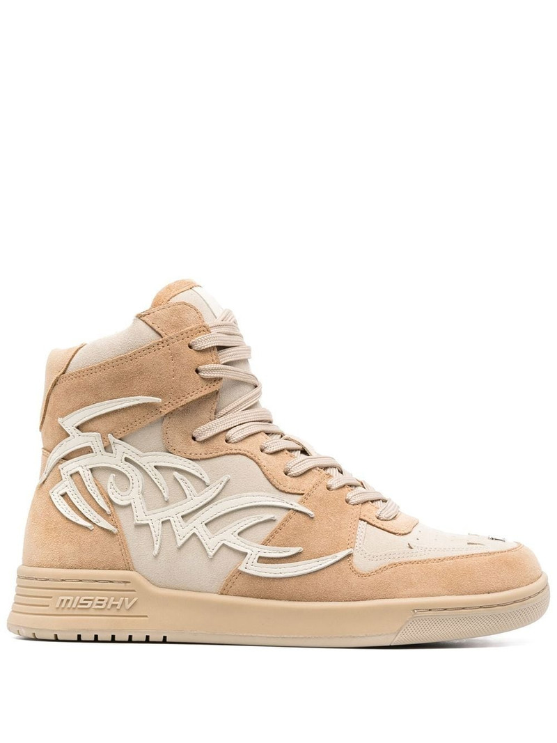 panel-detail suede sneakers 1
