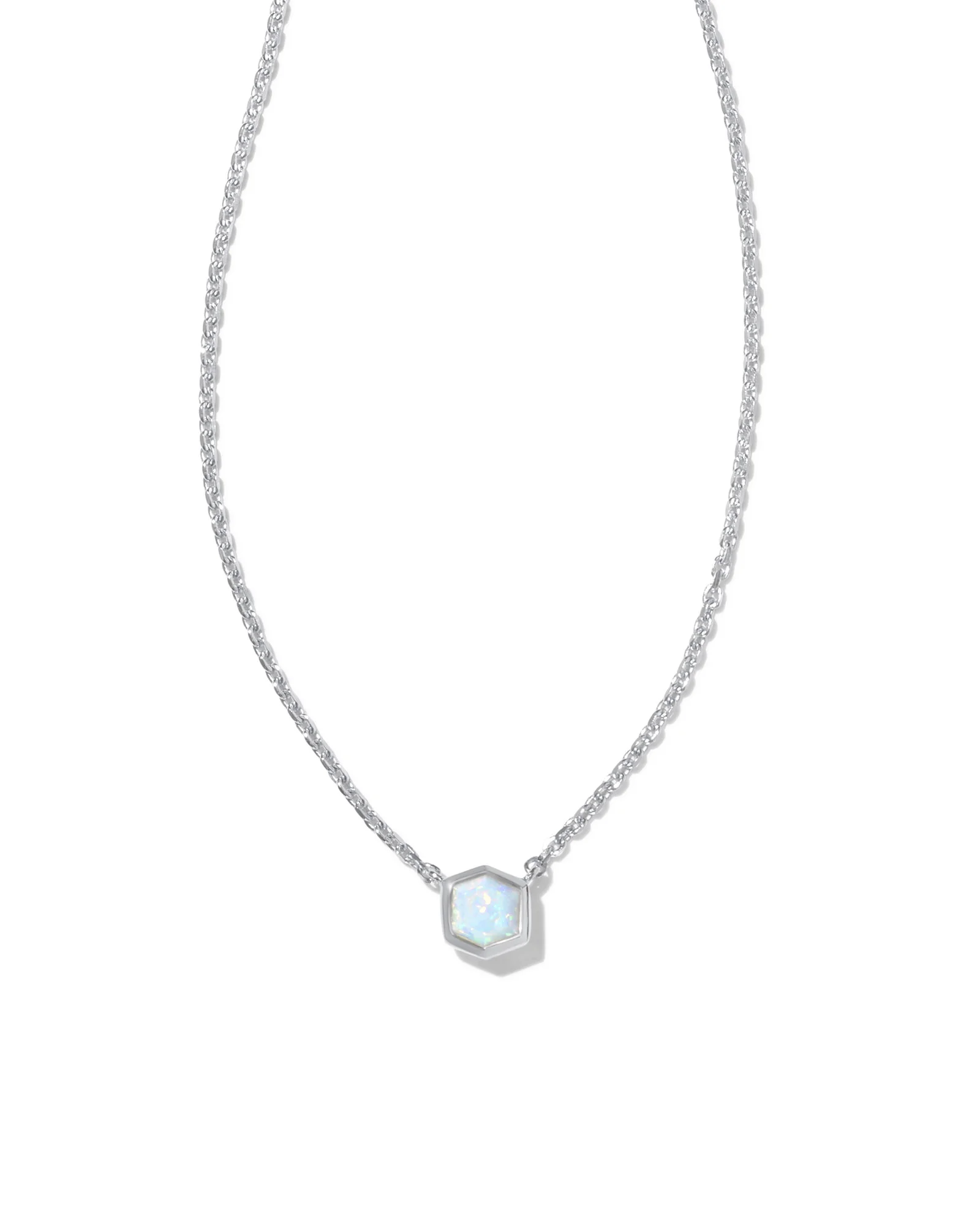 Davie 18k Gold Vermeil Pendant Necklace in White Lab Grown Opal - 1