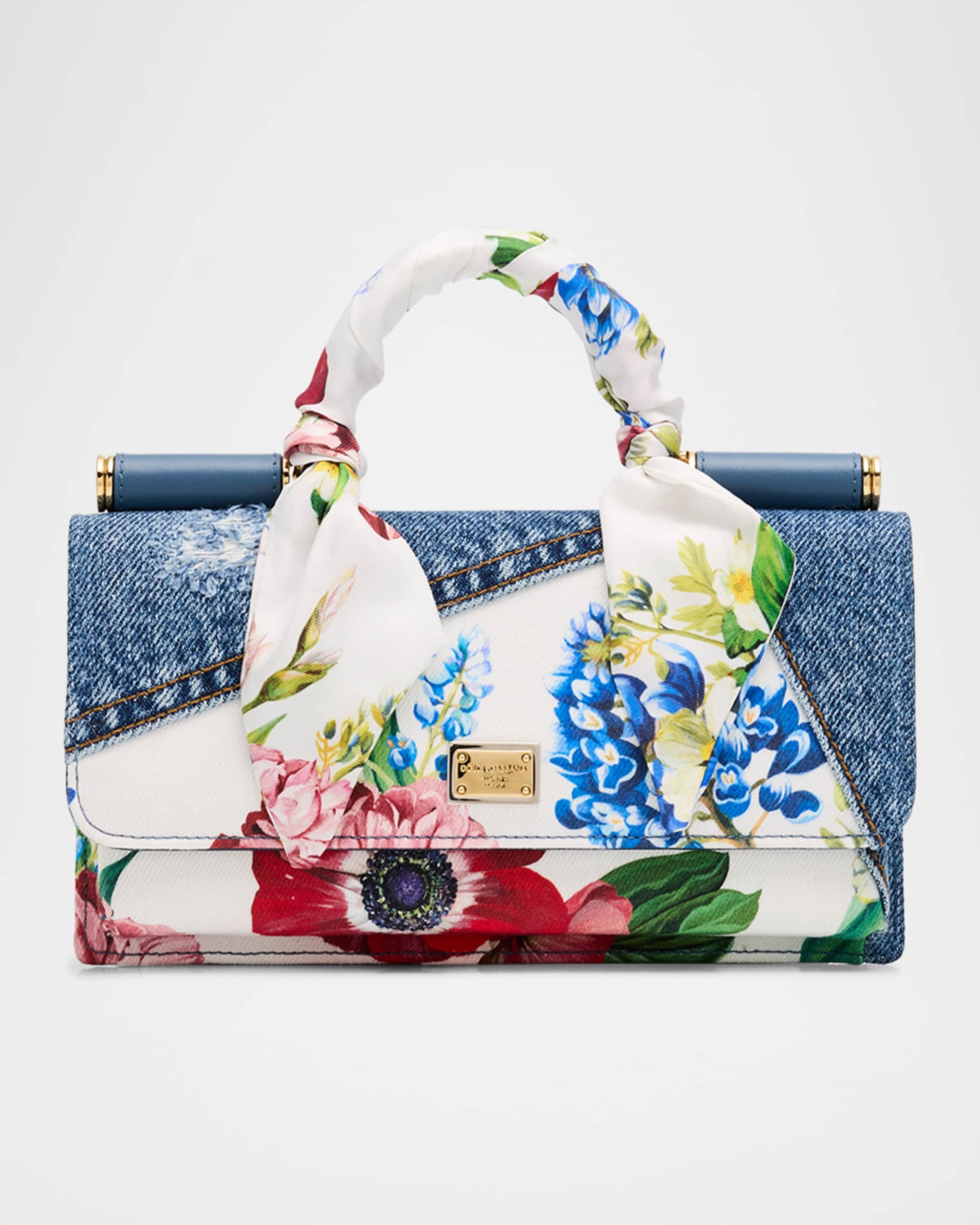 Sicily Floral Denim Wallet on Chain - 1