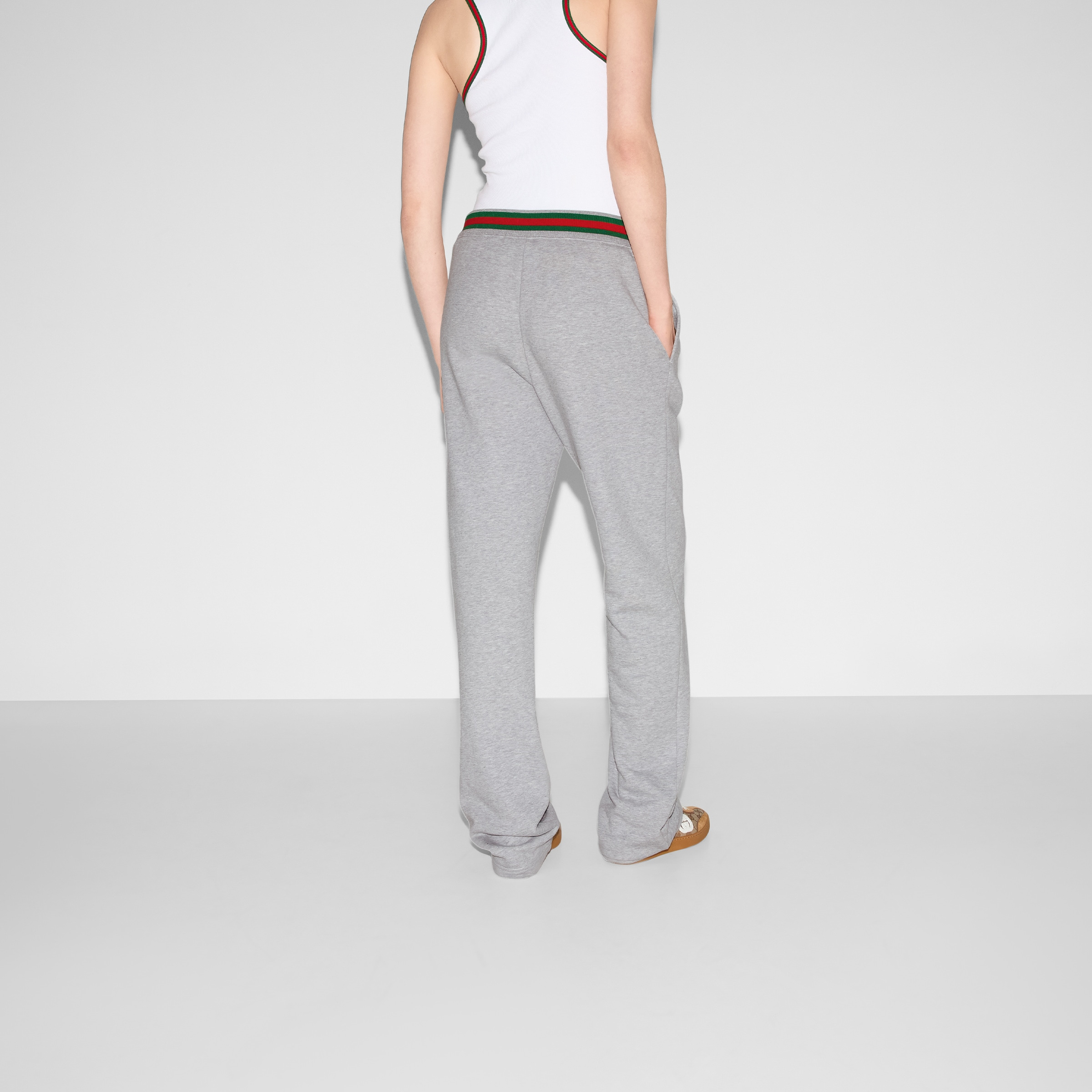 Cotton jersey jogging pant with Web - 4