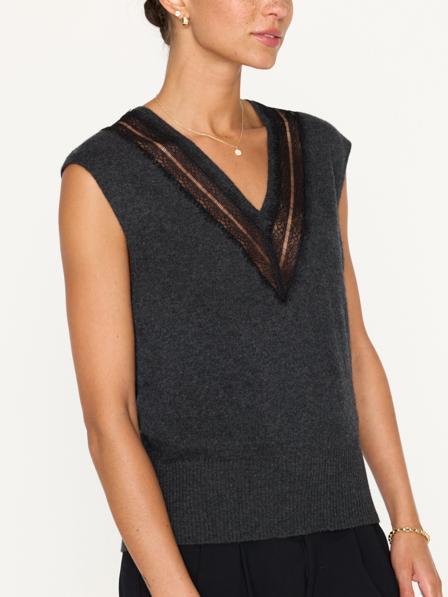 The Isla Lace V Neck Vest - 3