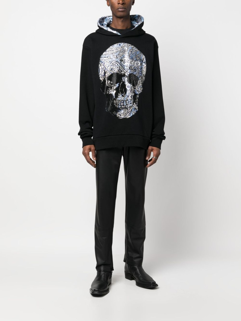 PHILIPP PLEIN rhinestone-embellished skull hoodie outlook