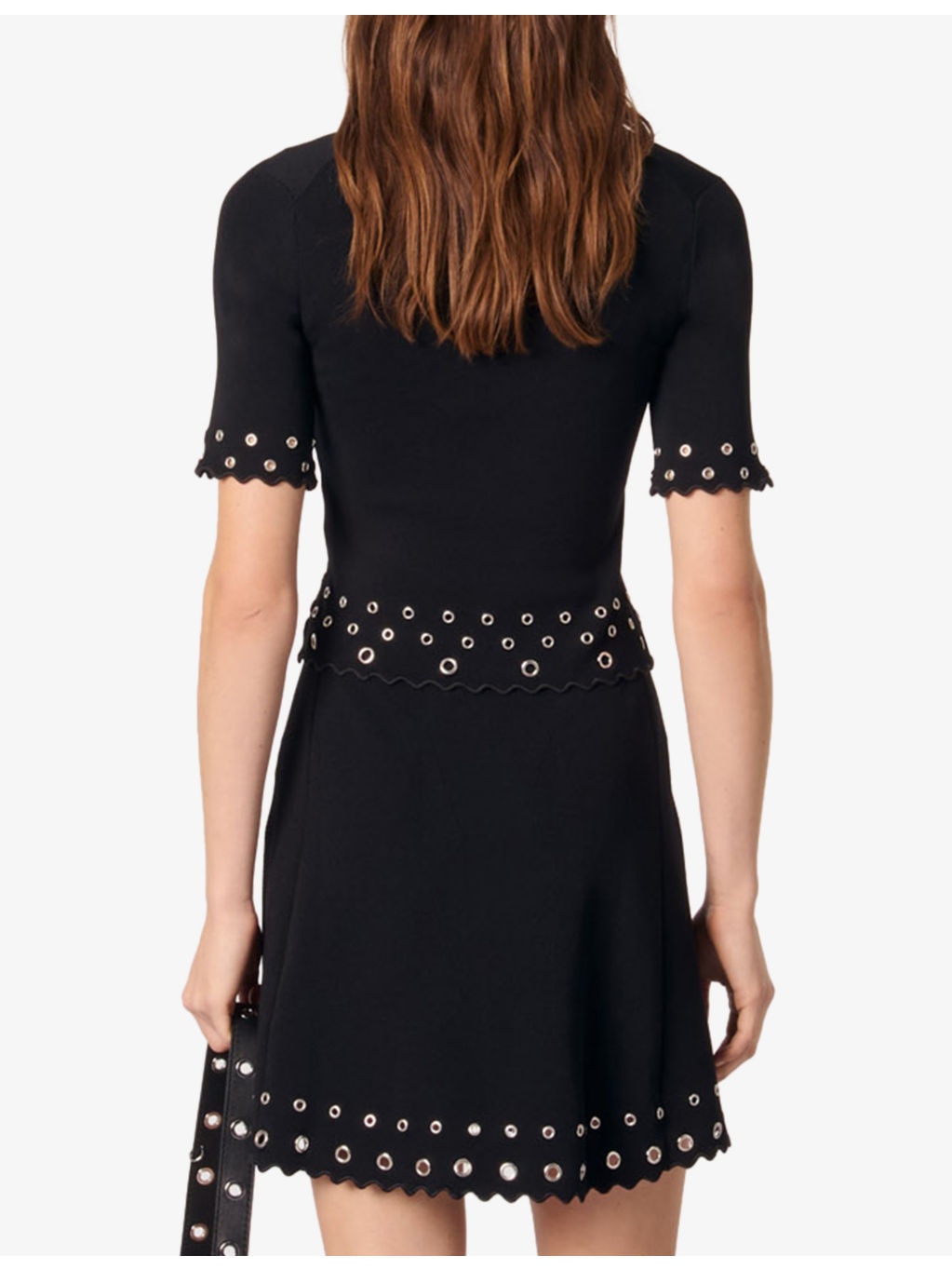 Short-Sleeved Eyelet-Embellished Knitted Top - 4