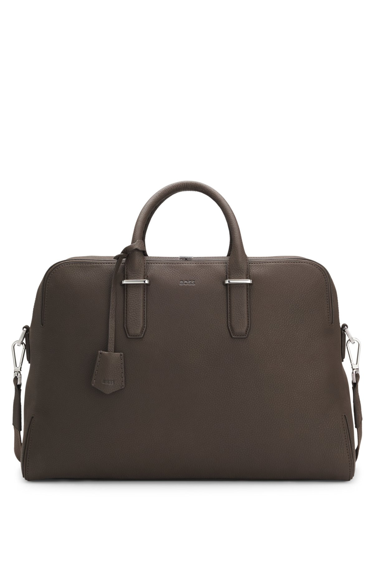 GRAINED-LEATHER HOLDALL WITH EMBOSSED LOGO - 2