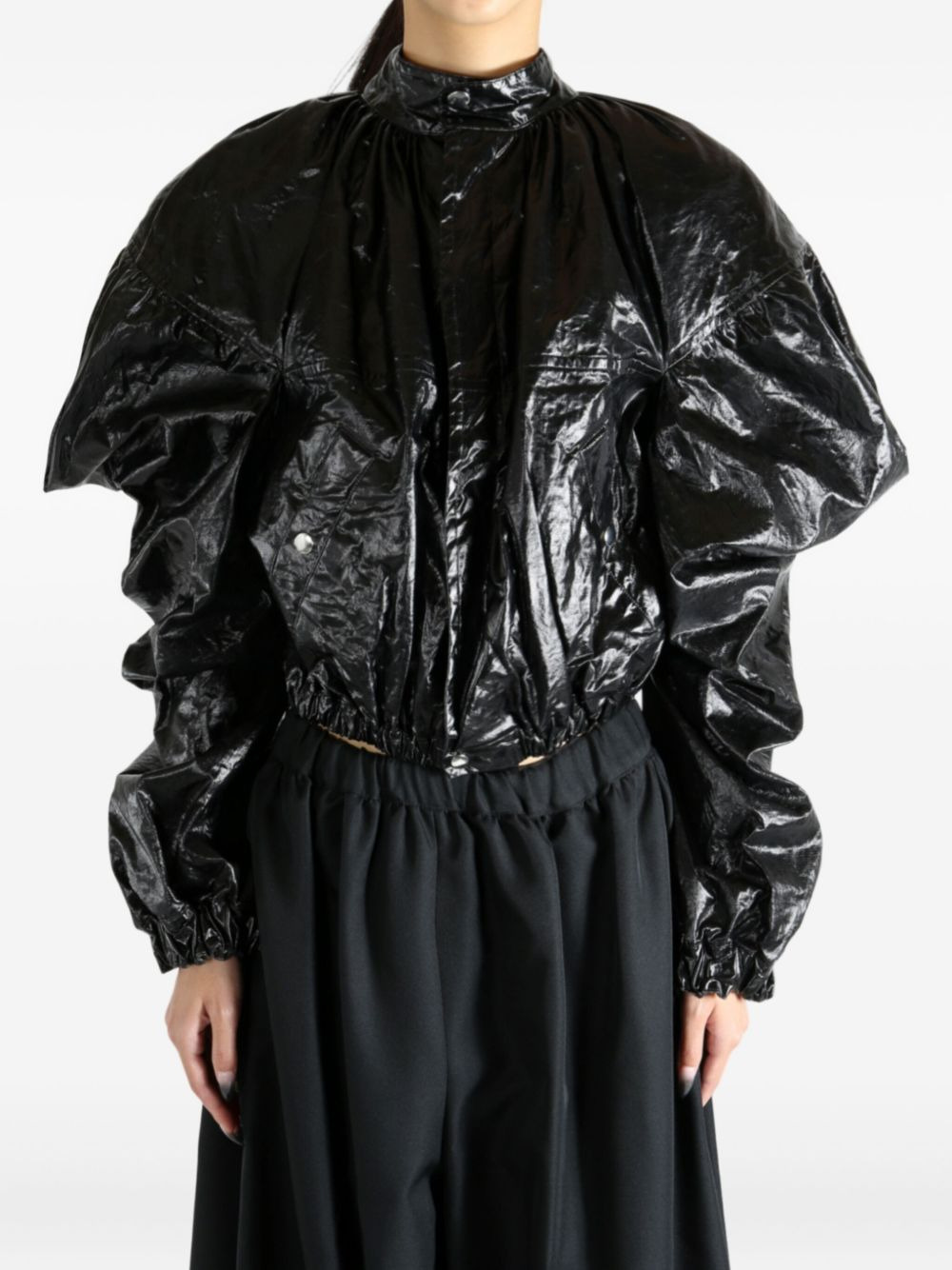 balloon-sleeve cropped jacket - 2
