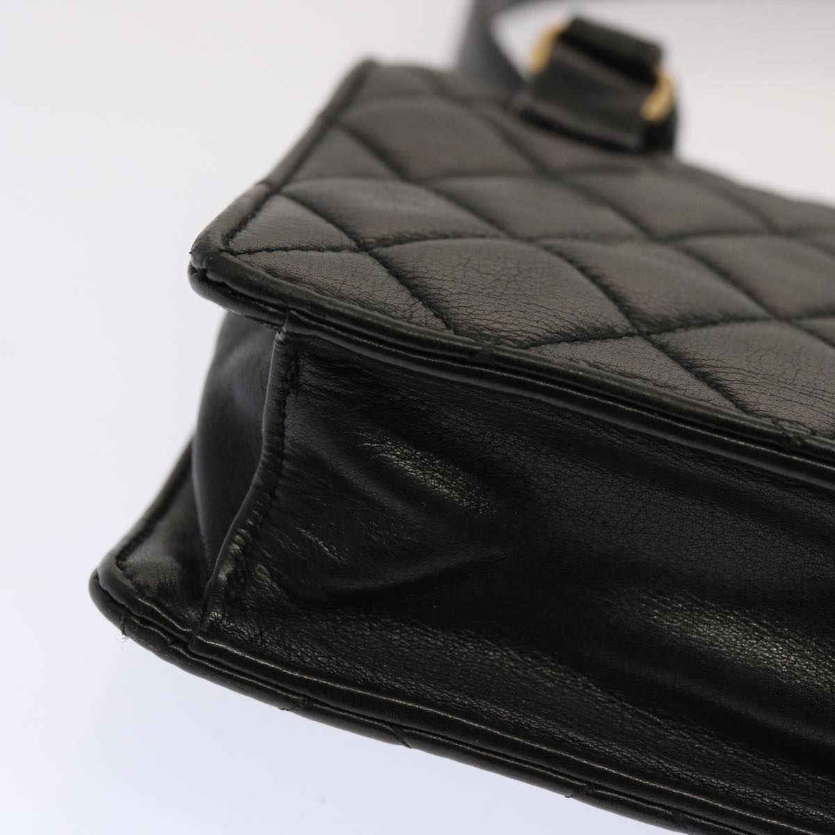 CHANEL Matelasse Turn Lock Waist Bag Lamb Skin Black CC - 15