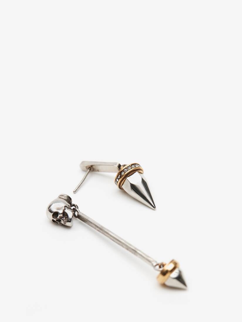 Women's Punk Stud Earrings in Antique Silver - 4