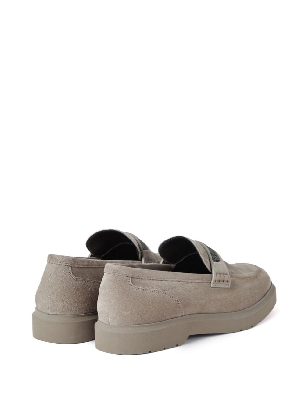crystal-embellished suede loafers - 3