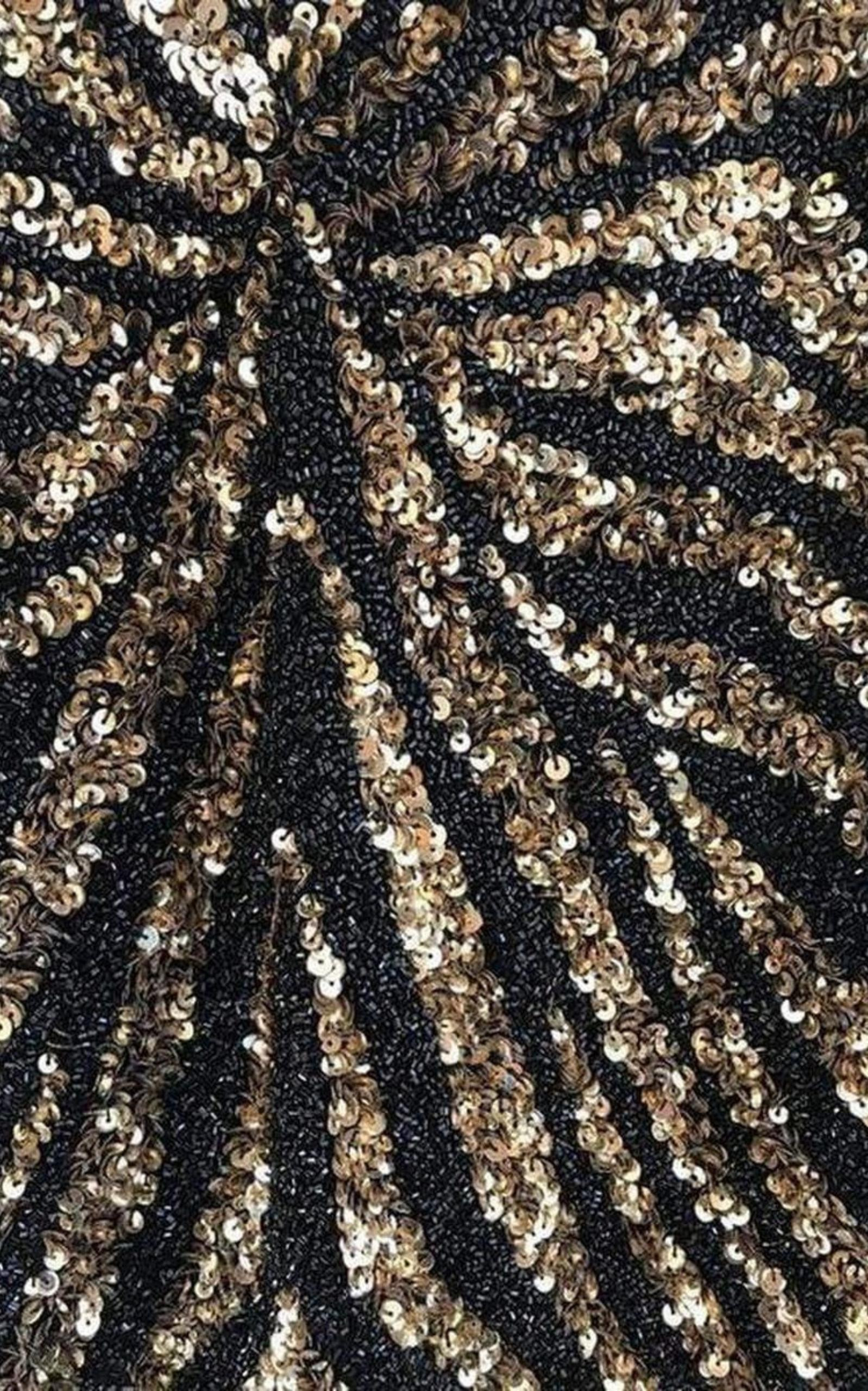 Naeem Khan - Naeem Khan Sequin V-Neck Fitted Cocktail Dress - 4