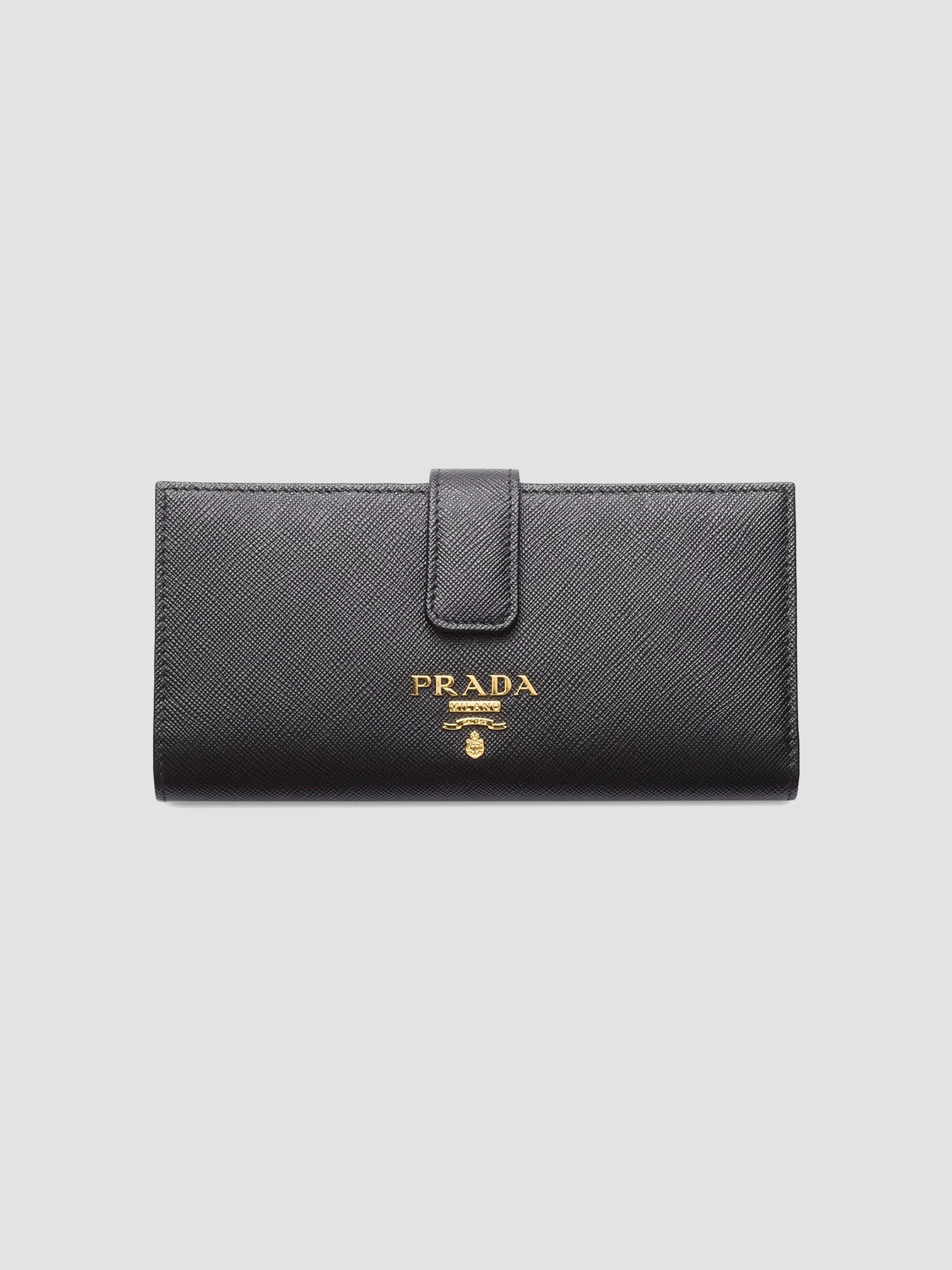 Women's Large Saffiano Leather Wallet - Black - 1