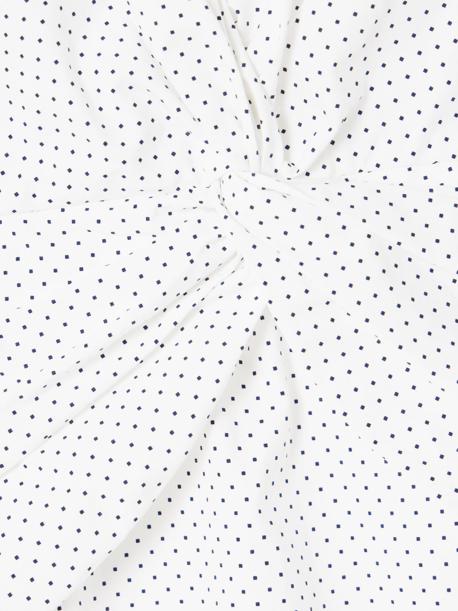 Twist-front gathered printed cotton-poplin midi dress White - 4