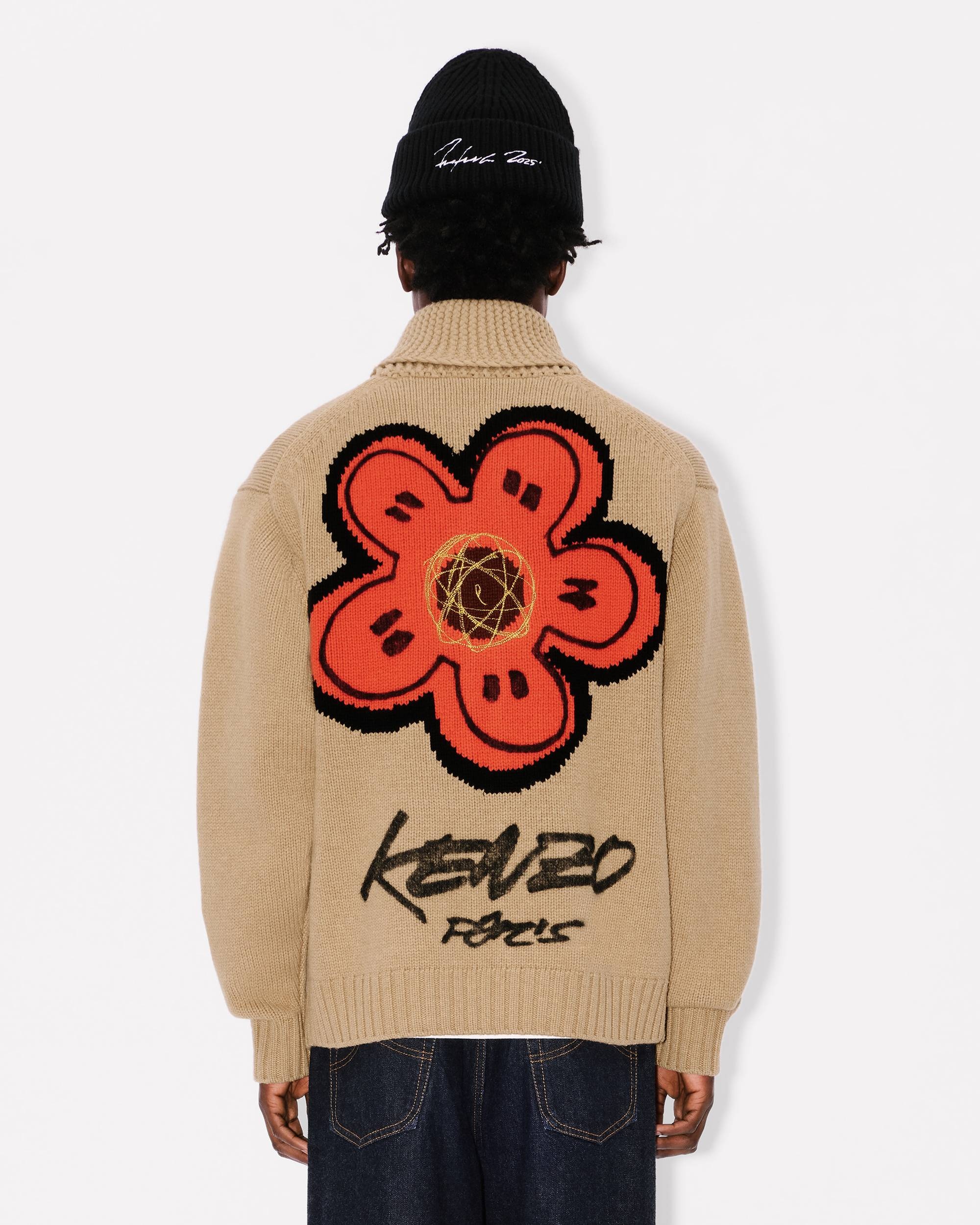 'Kenzo x Futura 2000' zipped knitted cardigan in wool - 4