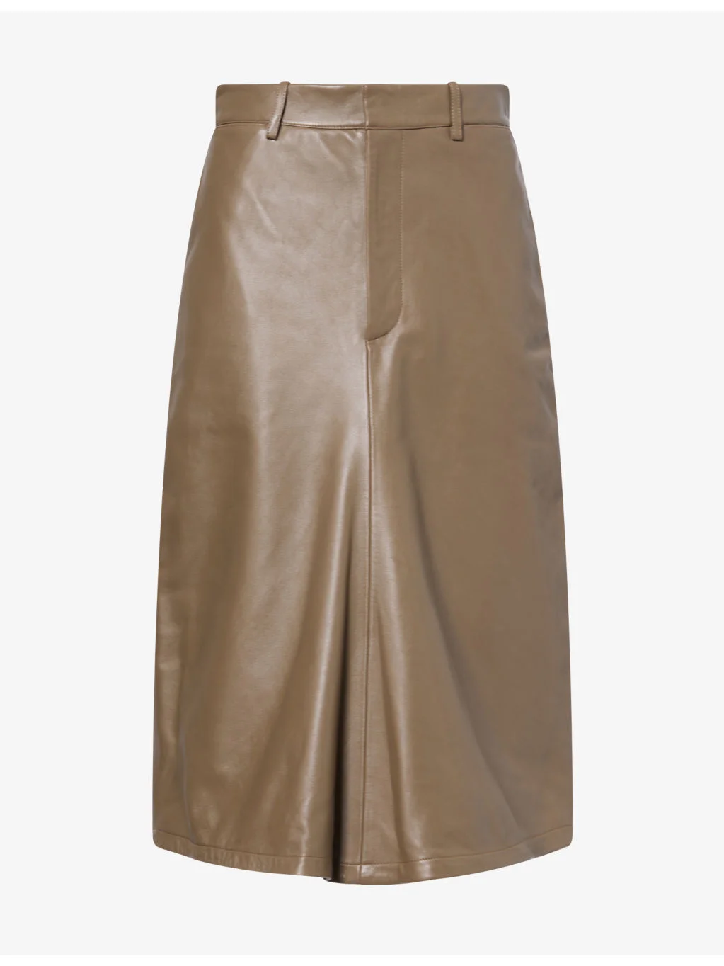 Kick-Detail Leather Midi Skirt - 1