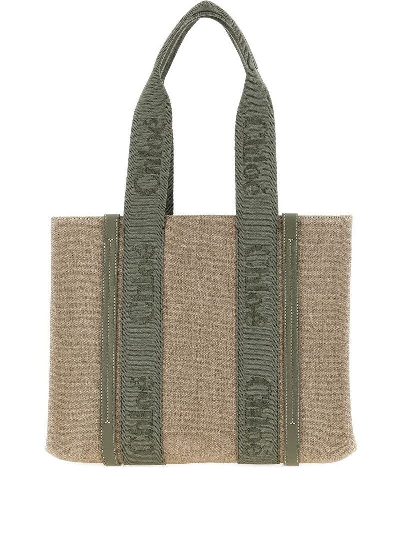 logo canvas leather woody shopping bag 1