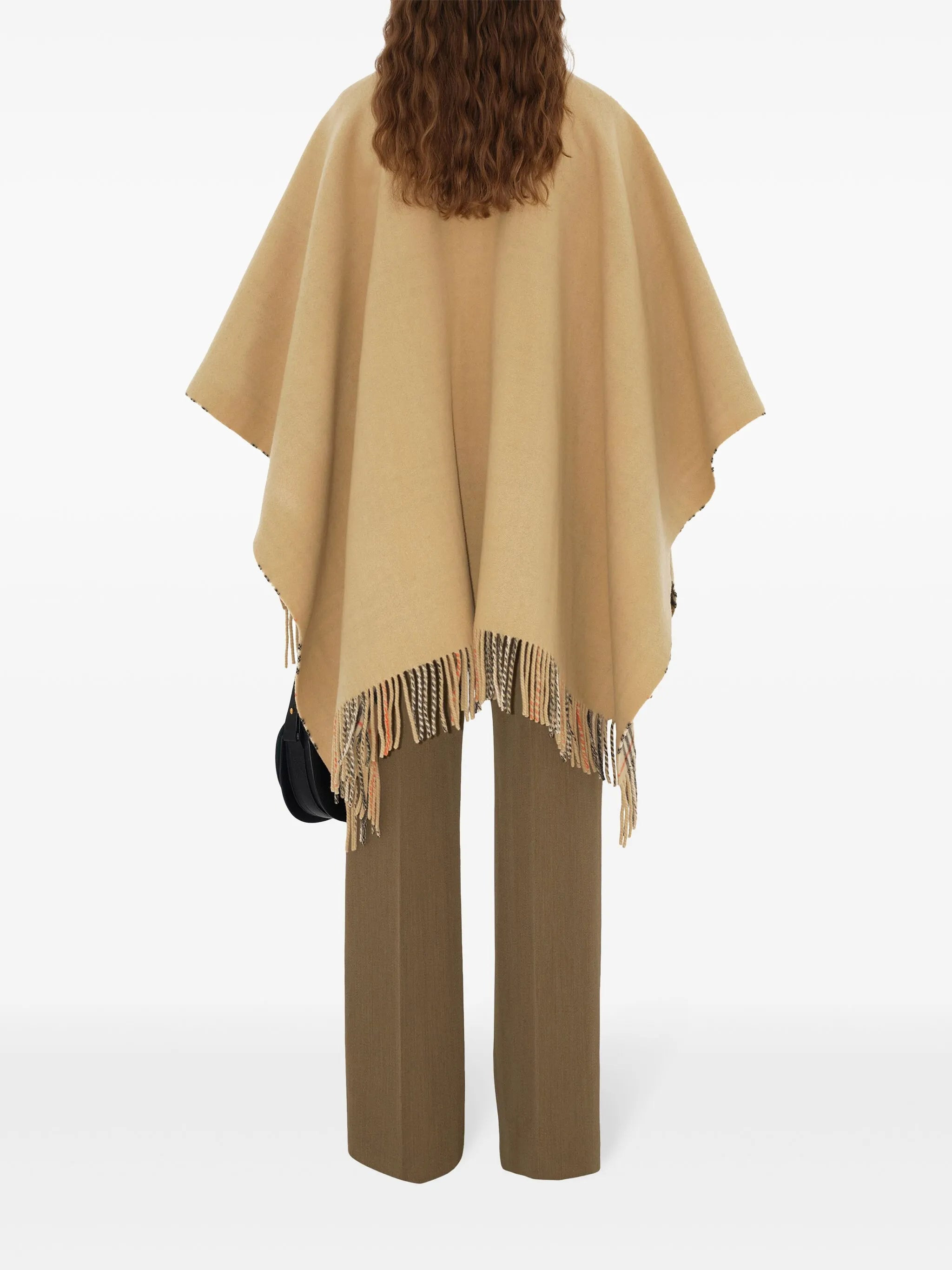 check-pattern wool cape - 4