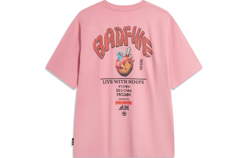 Li-Ning Li-Ning BadFive Graphic T-shirt 'Pink' AHSU435-7 outlook