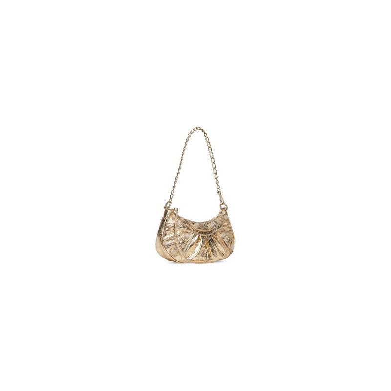 BALENCIAGA Women's Le Cagole Mini Purse With Chain Metallized With Rhinestones  in Gold outlook