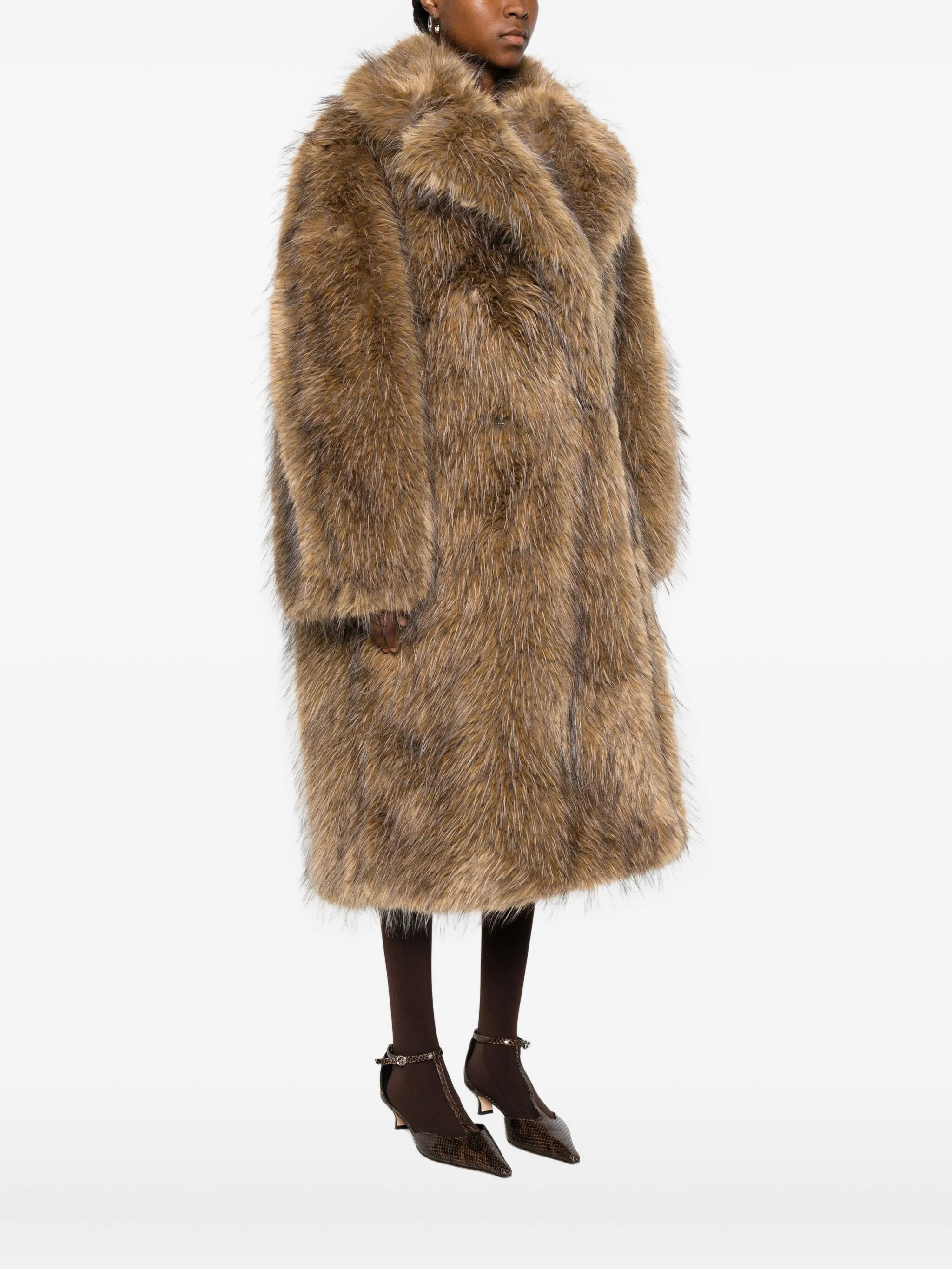 Ganni Notched-lapel Faux-fur Coat - 3